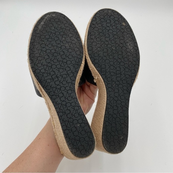 Calvin Klein Bandera Espadrille Slip On Open Toe Wedge Sandals Black Size 10 - Picture 9 of 9